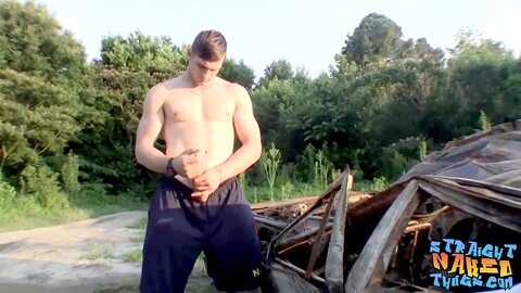 En plein air, la masturbation, grosse queue HD Gay movie