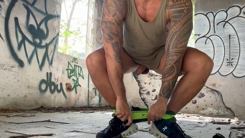 Abandoned house, public, cruising HD Gay movie